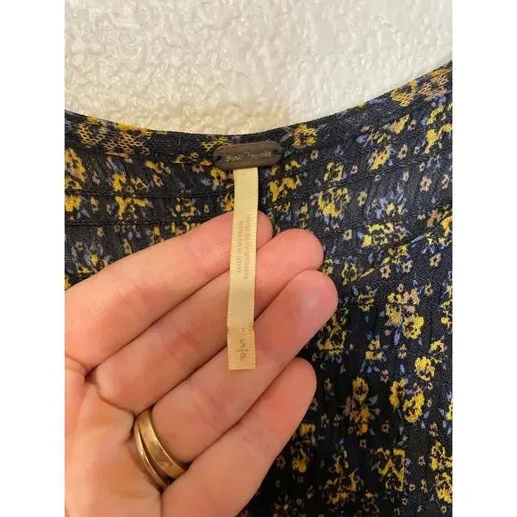 Fee People Hello and Goodbye Mesh Black Floral Long Sleeve Maxi Dress Sm Cottage - Picture 7 of 12